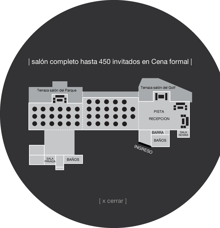 del parque | salón completo hasta 450 invitados en Cena formal |